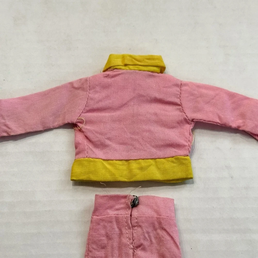 Vintage 1960's Barbie Skirt, Shirt, And Jacket Yellow And‎ Pink Outfit